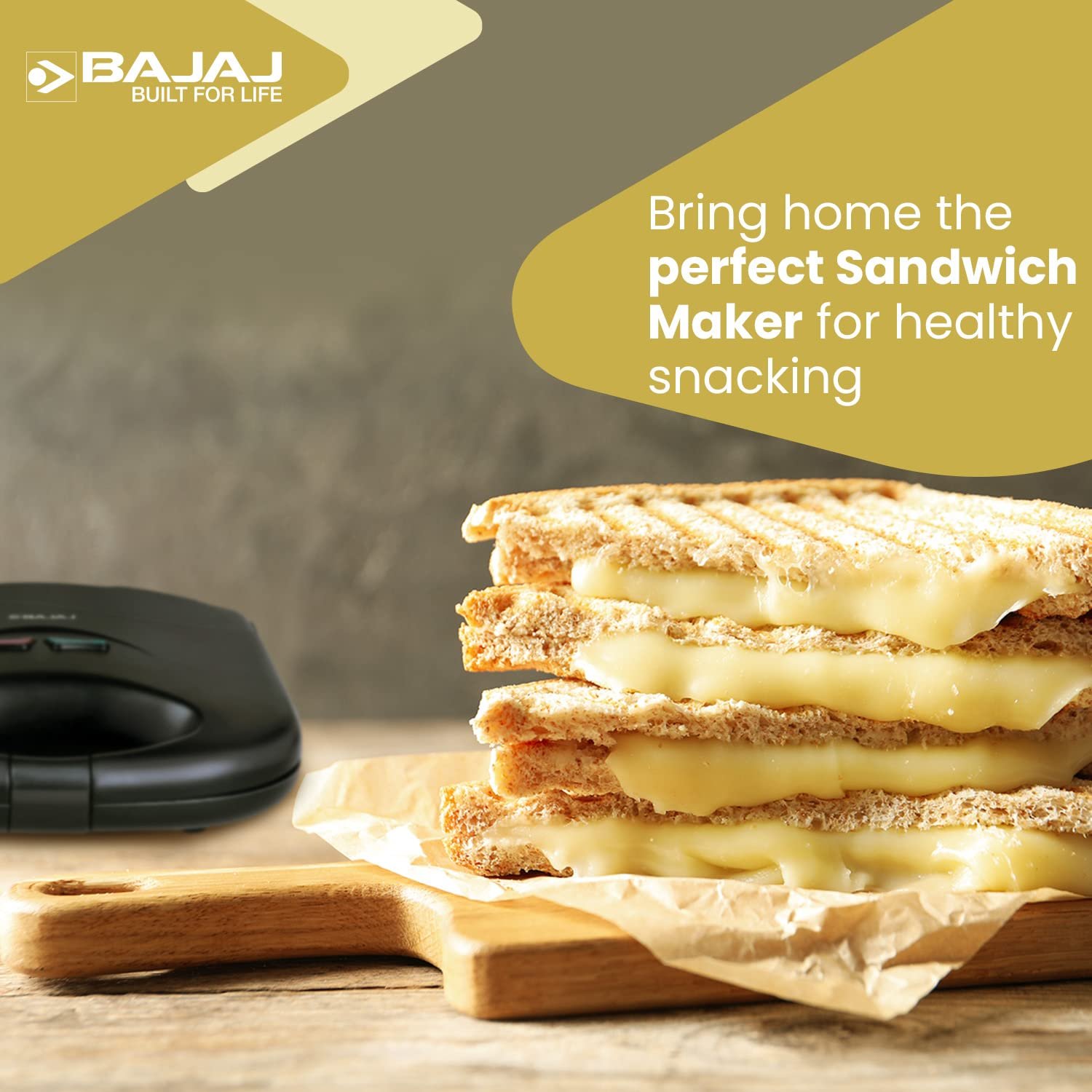 Bajaj SWX 4 Deluxe 800-Watt 2-Slice Grill Sandwich Maker - View 2
